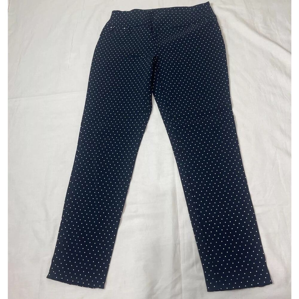 Attyre New York Women's Mid-Rise 3/4‎ Pants Navy White Polka Dot Rayon Size 6